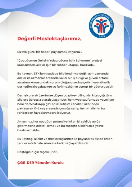 Değerli meslektaşlarımız;